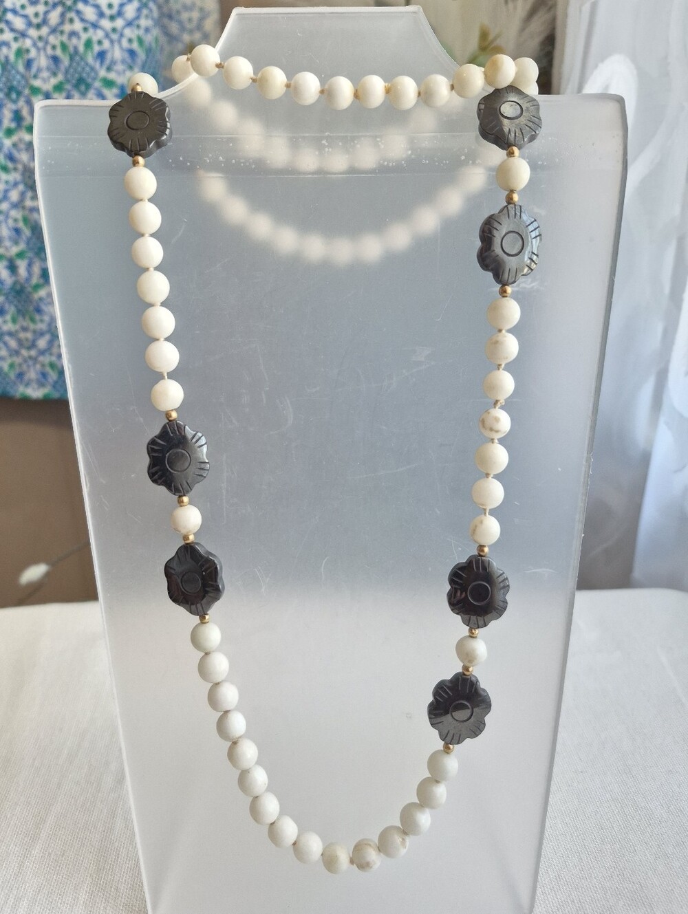 Vintage Hematite and Magnesite Beaded Necklace